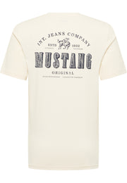 Tricou Austin alb crem, spate, imprimeu mare cu textul Int. Jeans Company, Mustang Original și grafică de cal