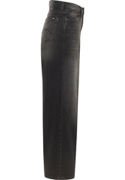 Blugi Luise gri-negru, lateral, croi lat cu decolorare neuniformă
