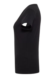 Tricou Loa negru, lateral, croială mulată pe corp, mânecă scurtă