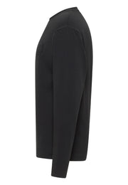 Bluză Amarillo negru, lateral, guler rotund și mânecă lungă
