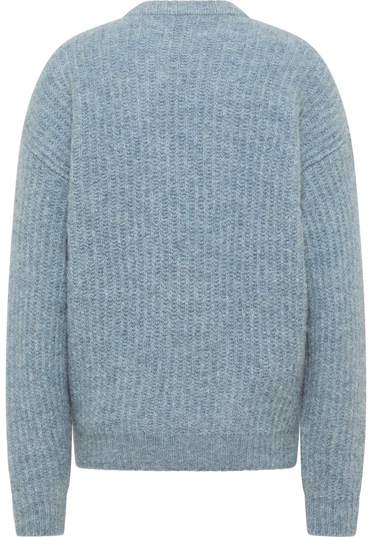 Pulover Relaxed Erin albastru, spate, tricot reiat