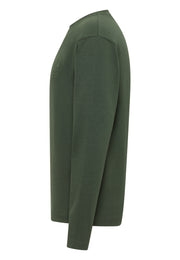 Bluză Amarillo verde închis, lateral, guler rotund și mânecă lungă