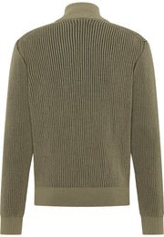 Cardigan Escondido verde, spate, tricot reiat bicolor