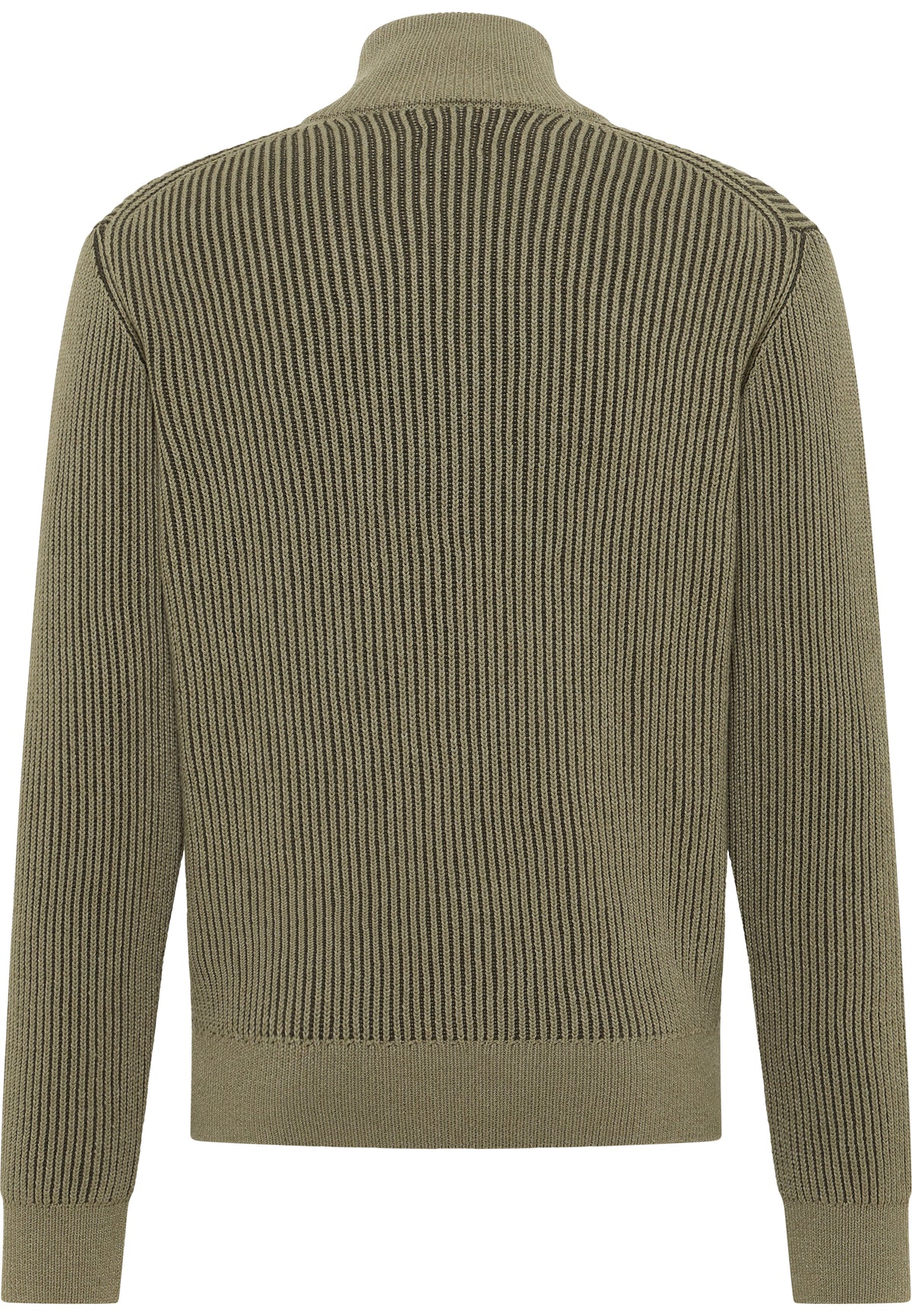 Cardigan Escondido verde, spate, tricot reiat bicolor