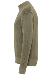 Cardigan Escondido verde, lateral, guler înalt cu fermoar