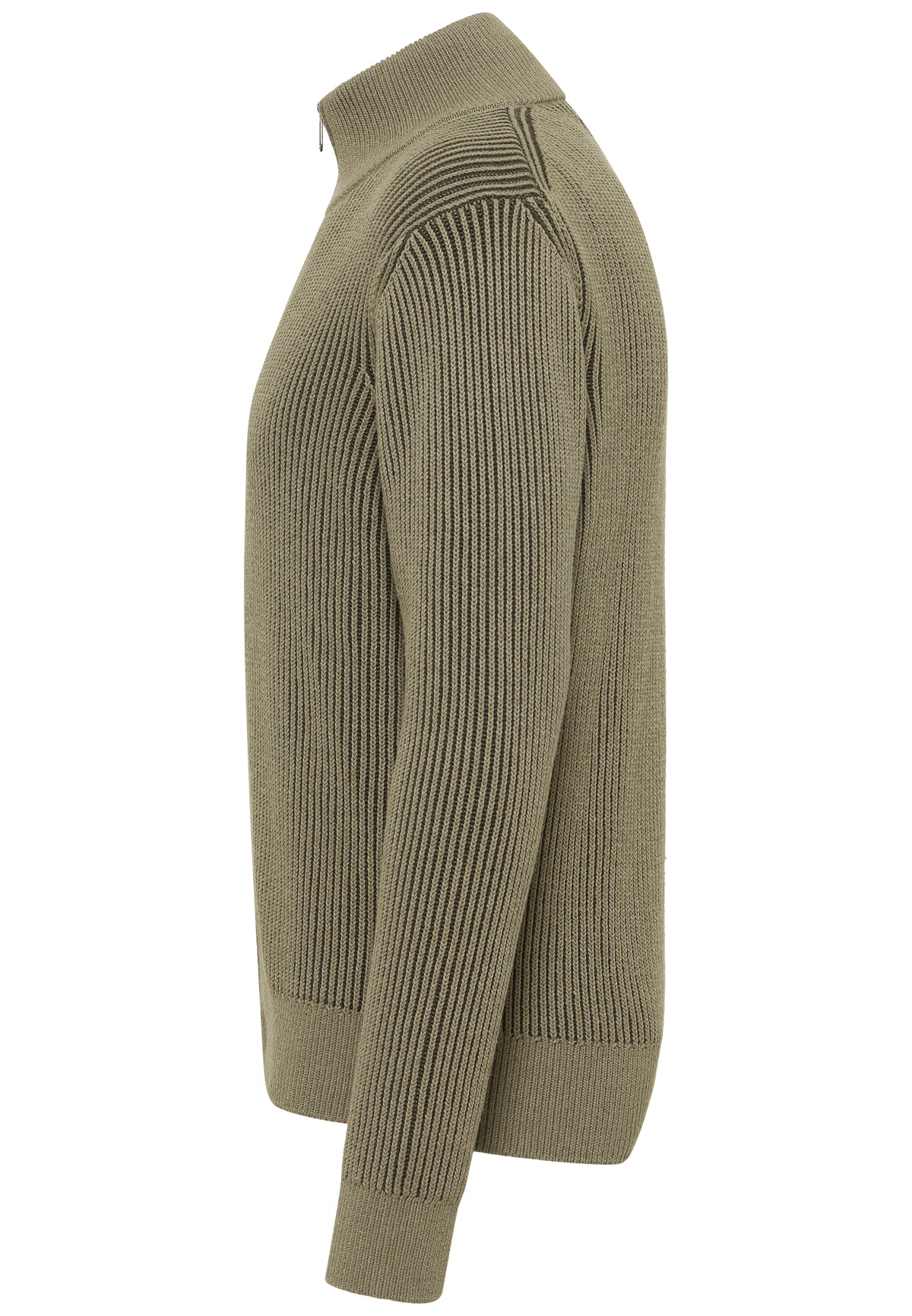 Cardigan Escondido verde, lateral, guler înalt cu fermoar