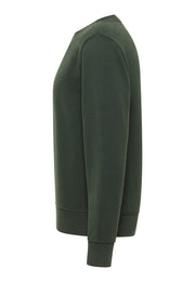 Bluză Clio verde închis, lateral, manșetă reiată și croi drept