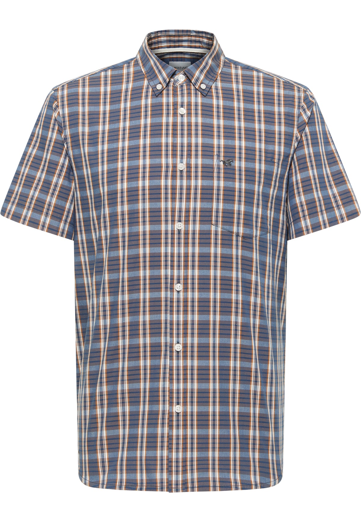 Cămașă Berkeley multicolor în carouri, față, buzunar la piept cu broderie cu siluetă de cal