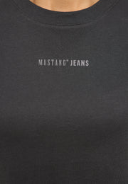 Tricou Relaxed Floris negru, detaliu, imprimeu mic „Mustang Jeans” sub guler