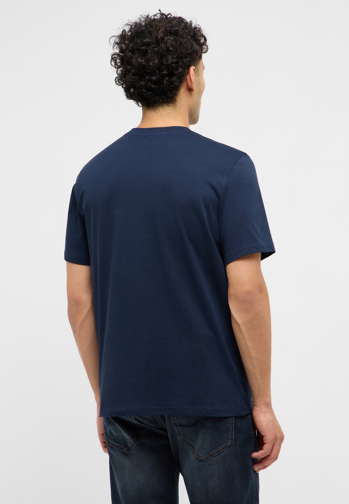 Tricou Austin albastru închis, spate, fără imprimeu, guler rotund și mâneci scurte