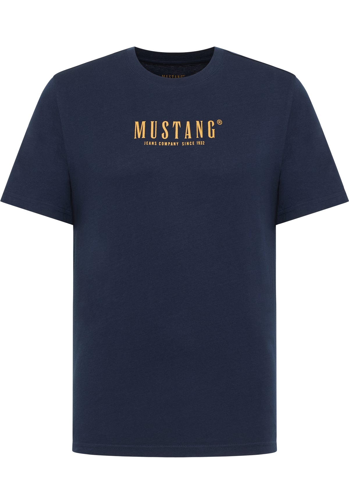 Tricou Austin albastru bleumarin, față, plan general, imprimeu Mustang Jeans Company Since 1932 pe piept