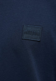 Tricou Austin albastru închis, detaliu, petic dreptunghiular cu Mustang brodat ton pe ton