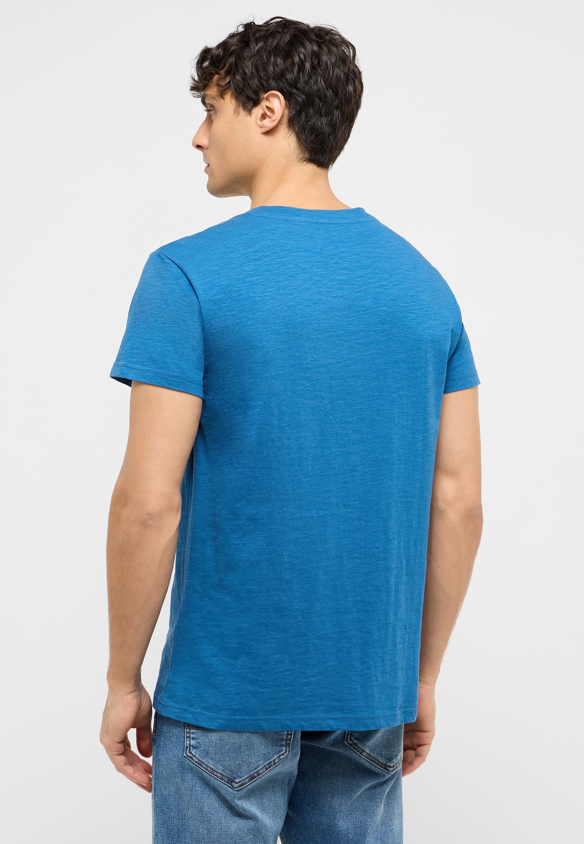 Tricou Allen albastru cobalt, spate, așezat plat