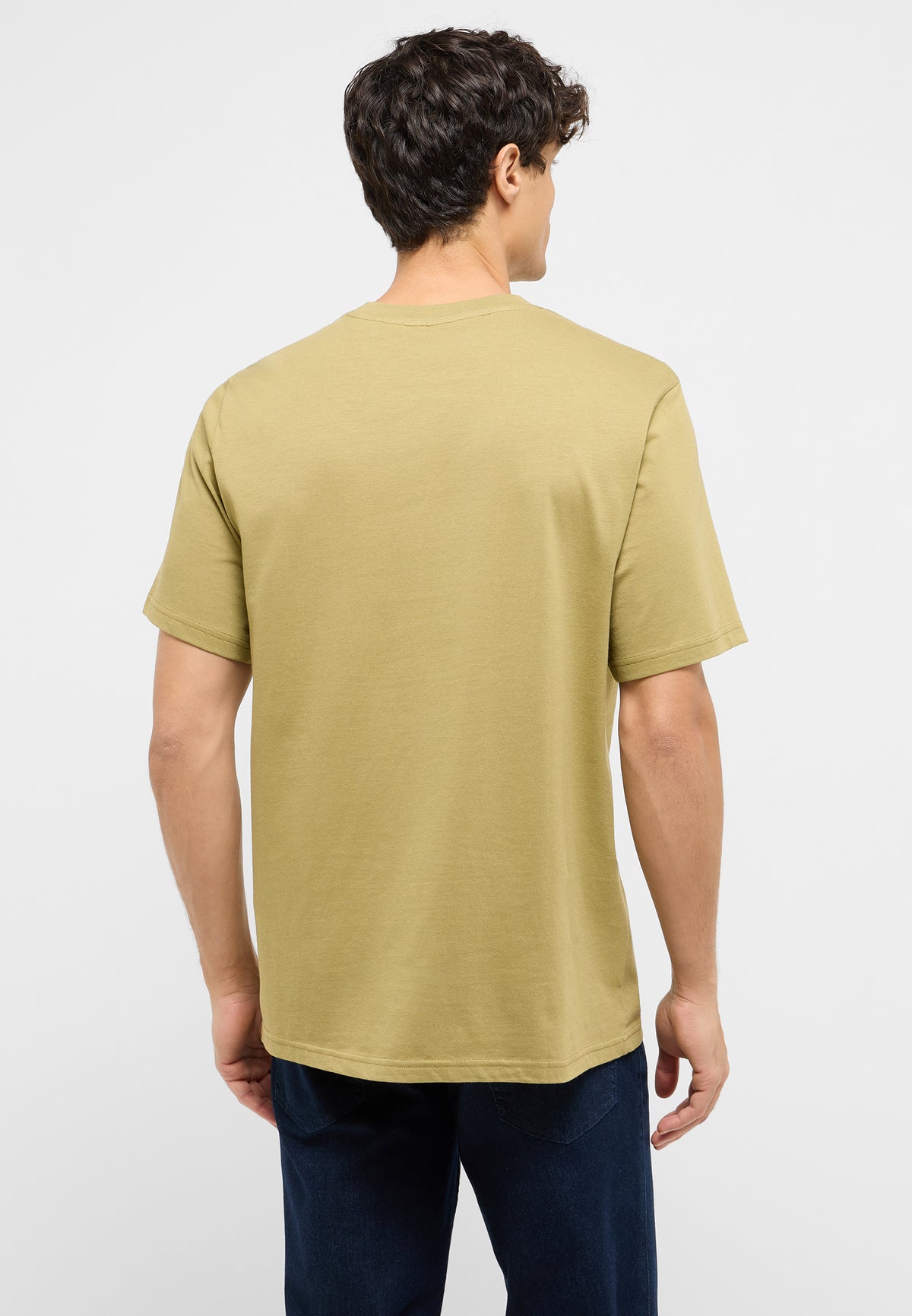 Tricou Austin kaki auriu, spate, fără imprimeu, guler rotund și mâneci scurte