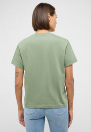 Tricou Relaxed Floris verde, spate, fără imprimeu, croi larg cu umeri lăsați