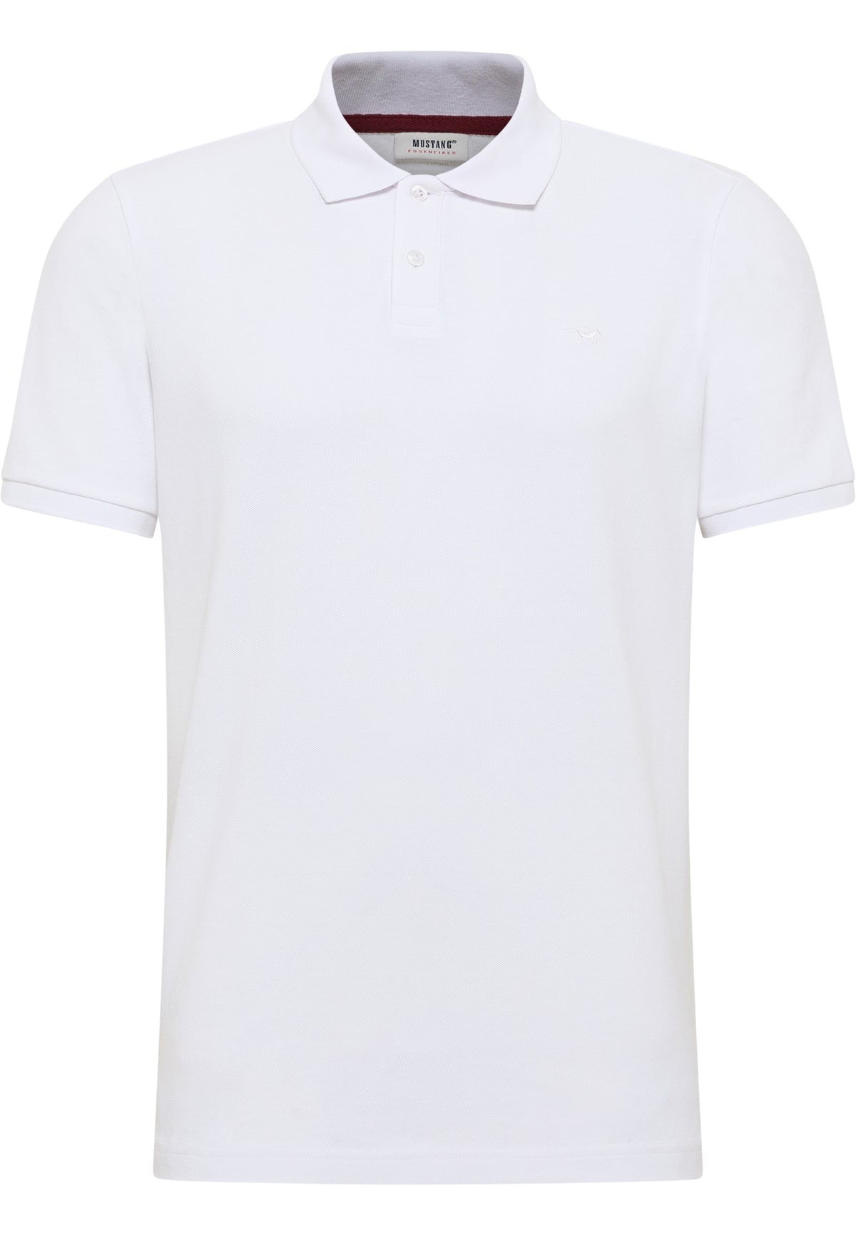 Tricou Palco alb, față, guler cu dungă bordo la interior și logo cu cal brodat pe piept