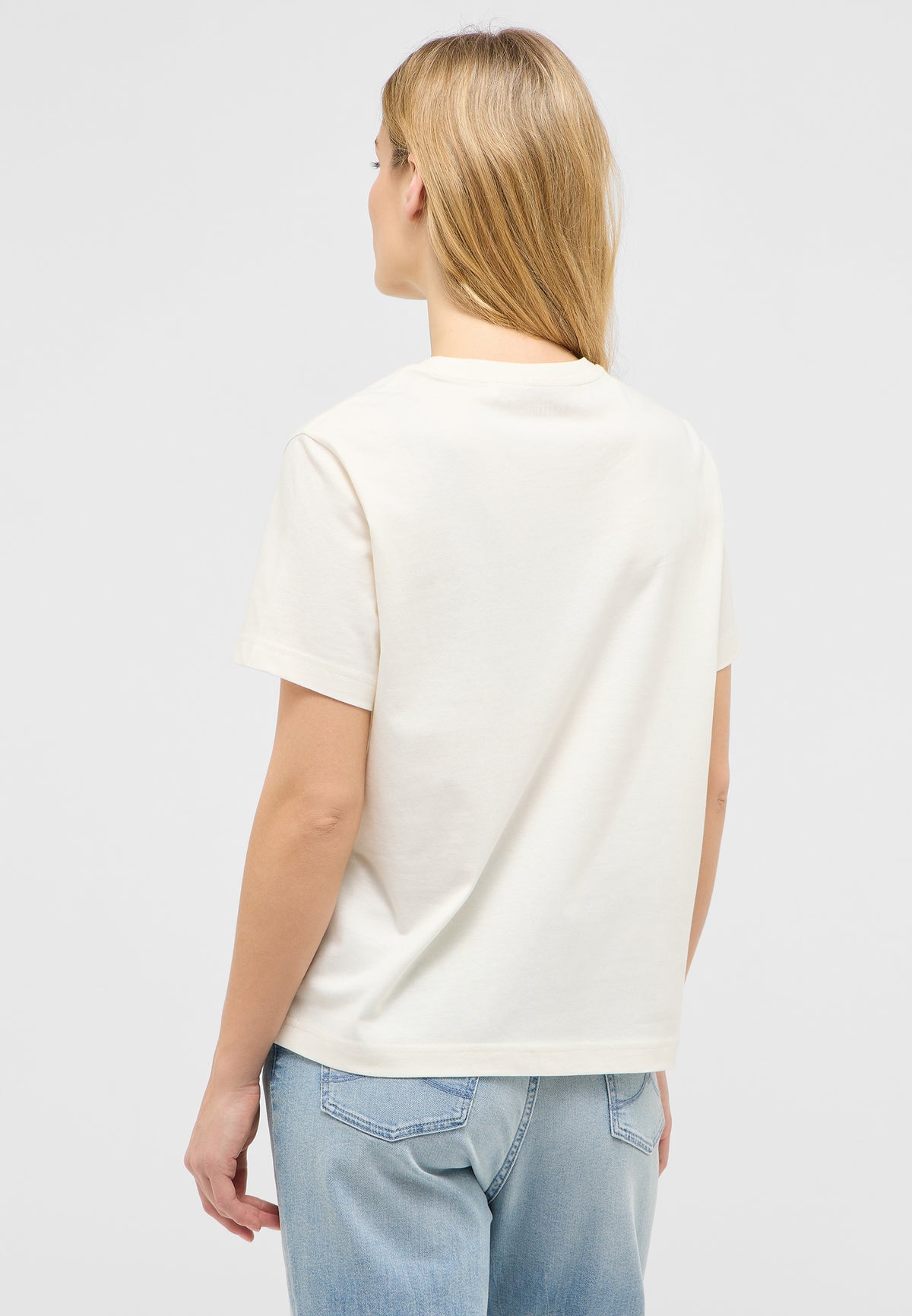 Tricou Relaxed Floris alb crem, spate, fără imprimeu