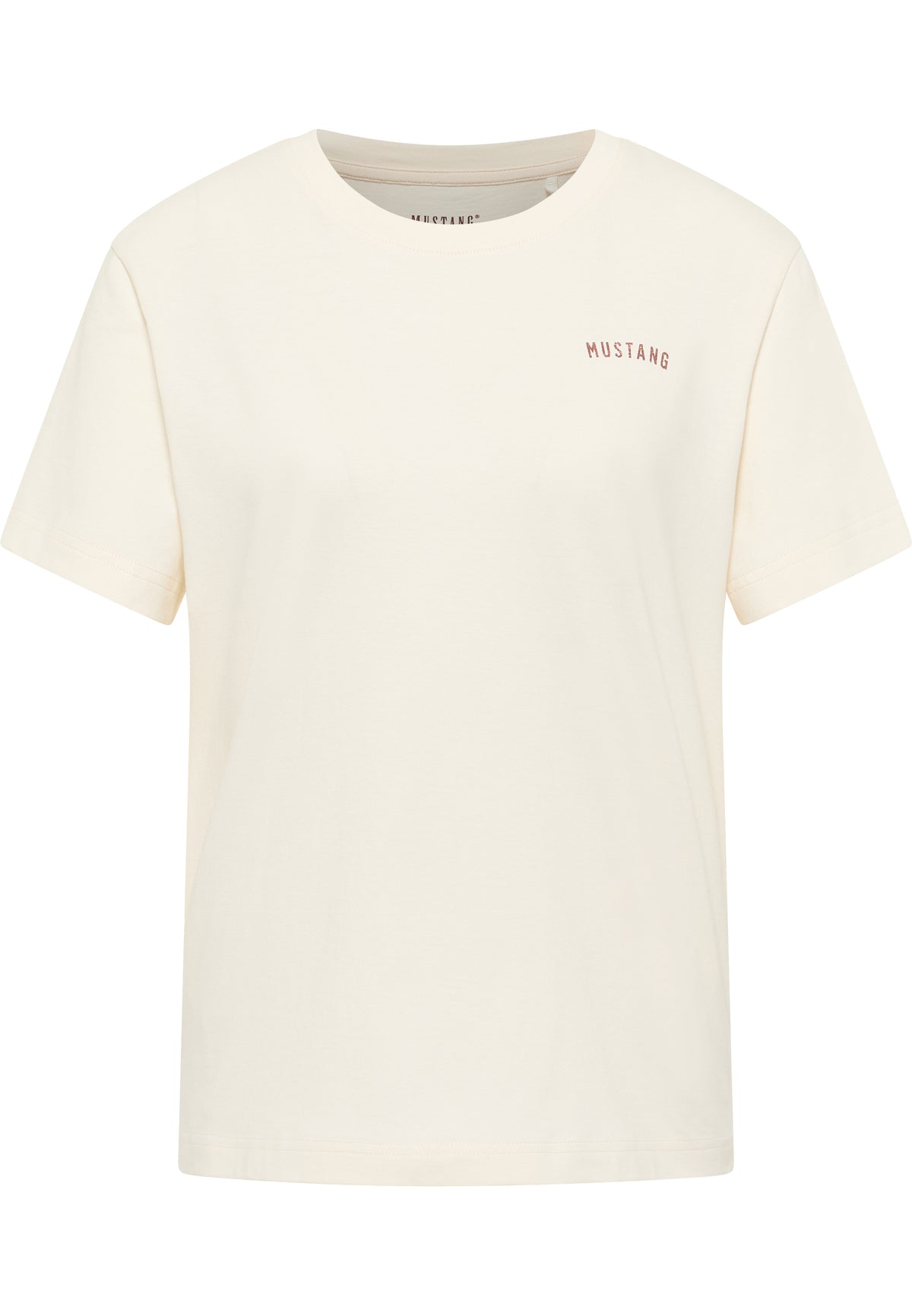 Tricou Floris alb crem, față, logo text „Mustang” mic pe piept