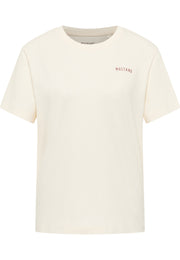 Tricou Floris alb crem, față, logo text „Mustang” mic pe piept