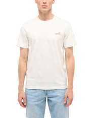 Tricou Austin alb crem, față, prim-plan, imprimeu mic cu siluetă de cal pe piept