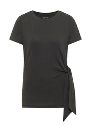 Tricou Ada negru, față, nod decorativ la tiv, în partea dreaptă