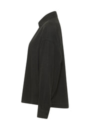 Cămașă Salinas negru, lateral, mânecă lungă bufantă cu manșetă nasturită