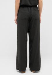 Pantaloni Largi Lacey negru, spate, buzunare aplicate, croială largă