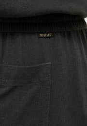 Pantaloni Largi Lacey negru, detaliu, talie elastică cu șnur, eticheta Mustang