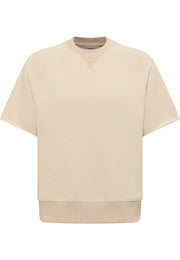 Tricou Rogers bej, față, guler rotund cu inserție la bază, mâneci raglan, tiv elastic la bază