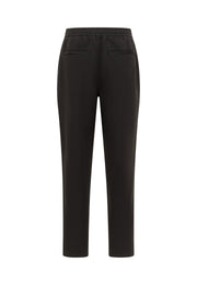 Pantaloni Milano Linen Jogger negru, spate, două buzunare cu clapă și croi conic