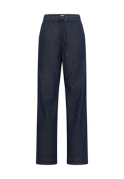 Blugi Madison Drawstring albastru închis, față, talie elastică cu șnur, fundal alb