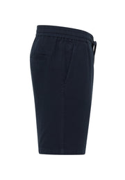 Bermude Largi Linen Jogger bleumarin, lateral, buzunar oblic frontal și șnur de ajustare la betelie