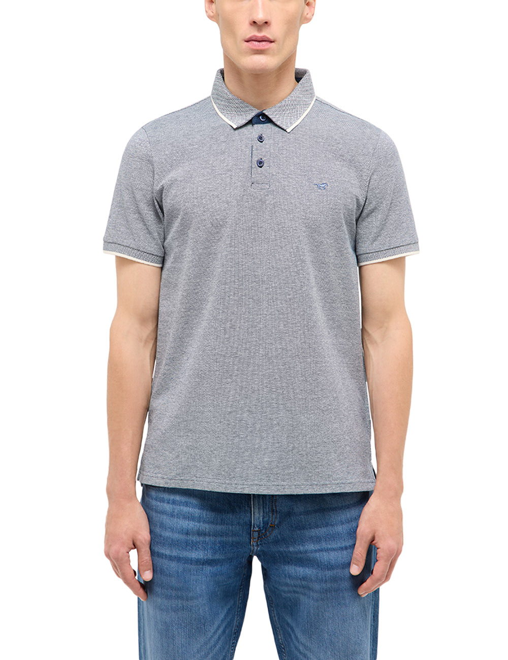 Tricou Palco gri-albăstrui melanj, față, purtat pe model