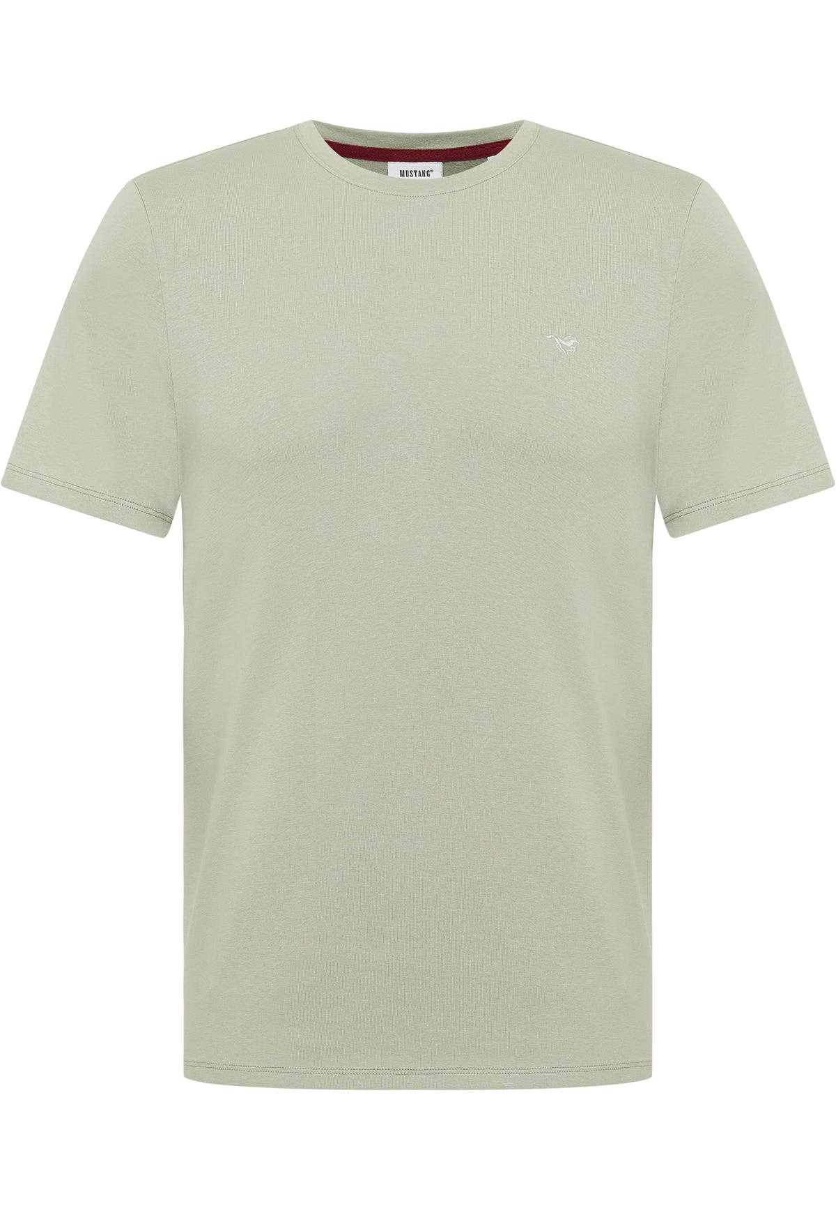 Tricou Allen verde pal, față, așezat plat, broderie mică cu cal pe piept
