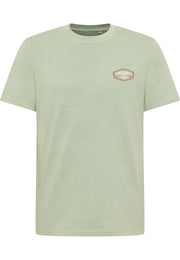 Tricou Austin verde mentă, față, vedere de ansamblu cu emblemă Mustang Jeans Co pe piept
