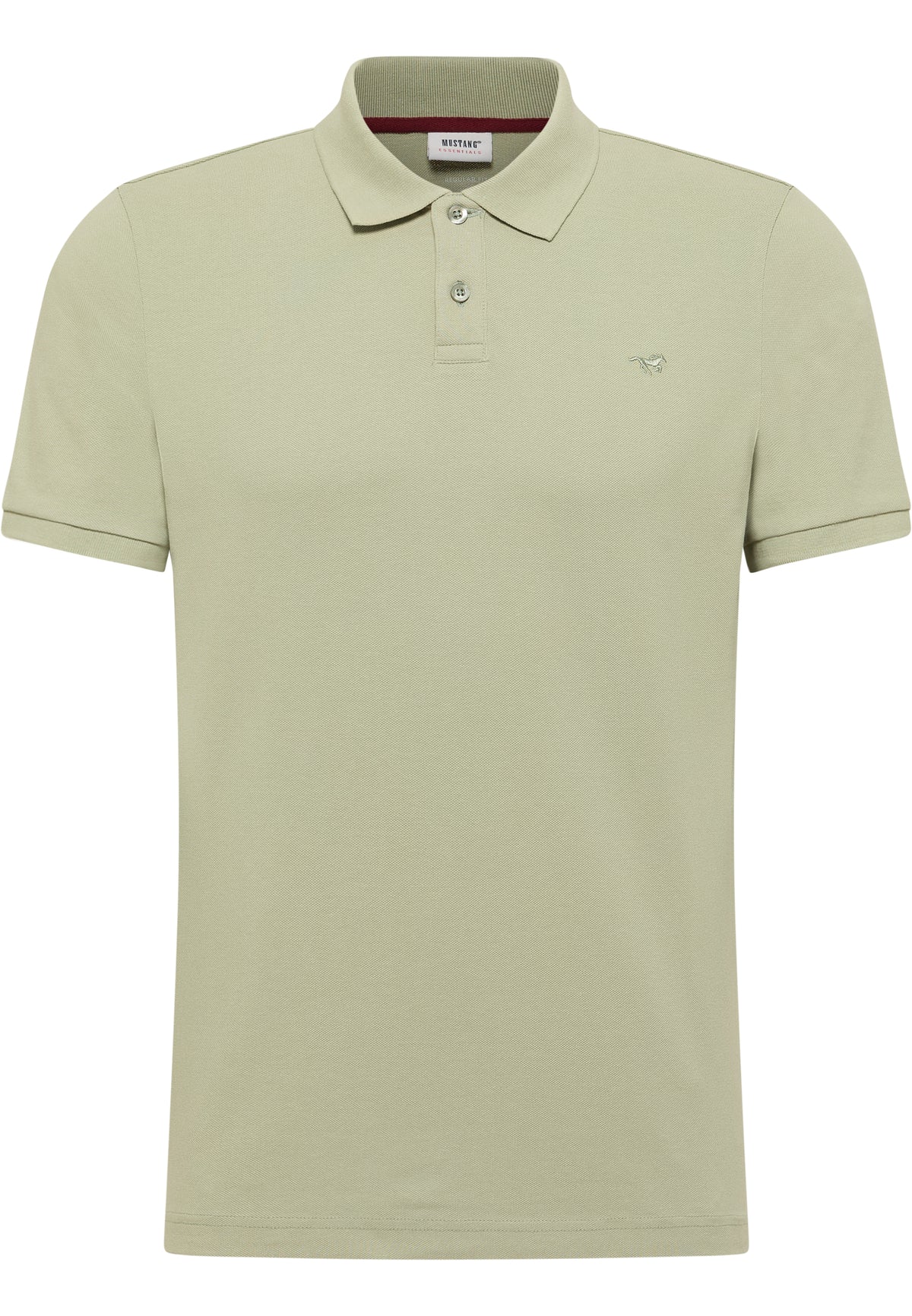 Tricou Palco verde deschis, față, guler cu dungă bordo la interior și logo cu cal brodat pe piept
