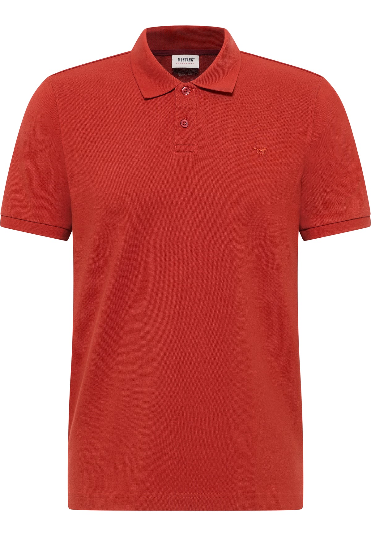 Tricou Palco roșu cărămiziu, față, guler cu dungă bordo la interior și logo cu cal brodat pe piept
