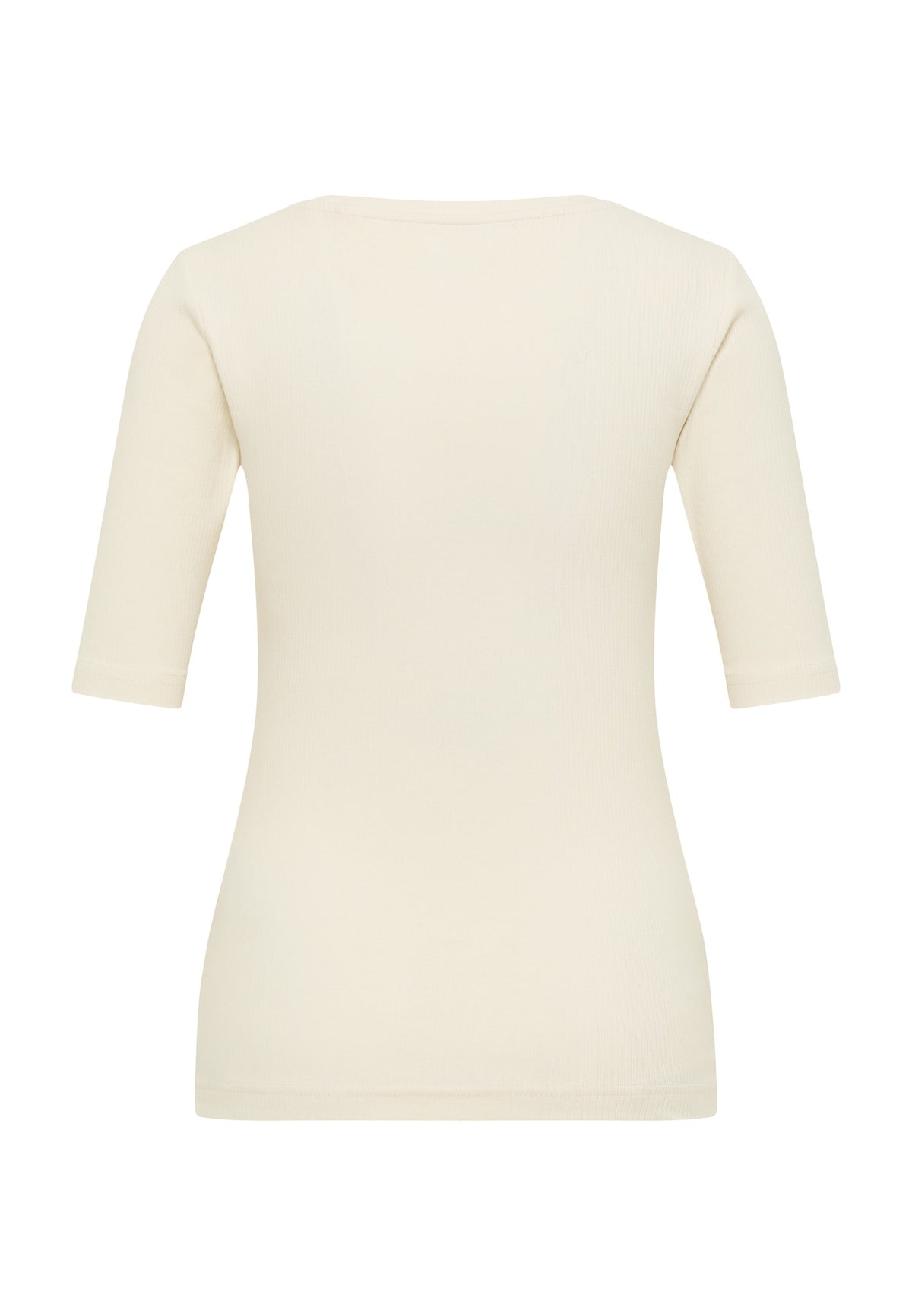 Tricou Avery alb crem, spate, croi mulat pe corp