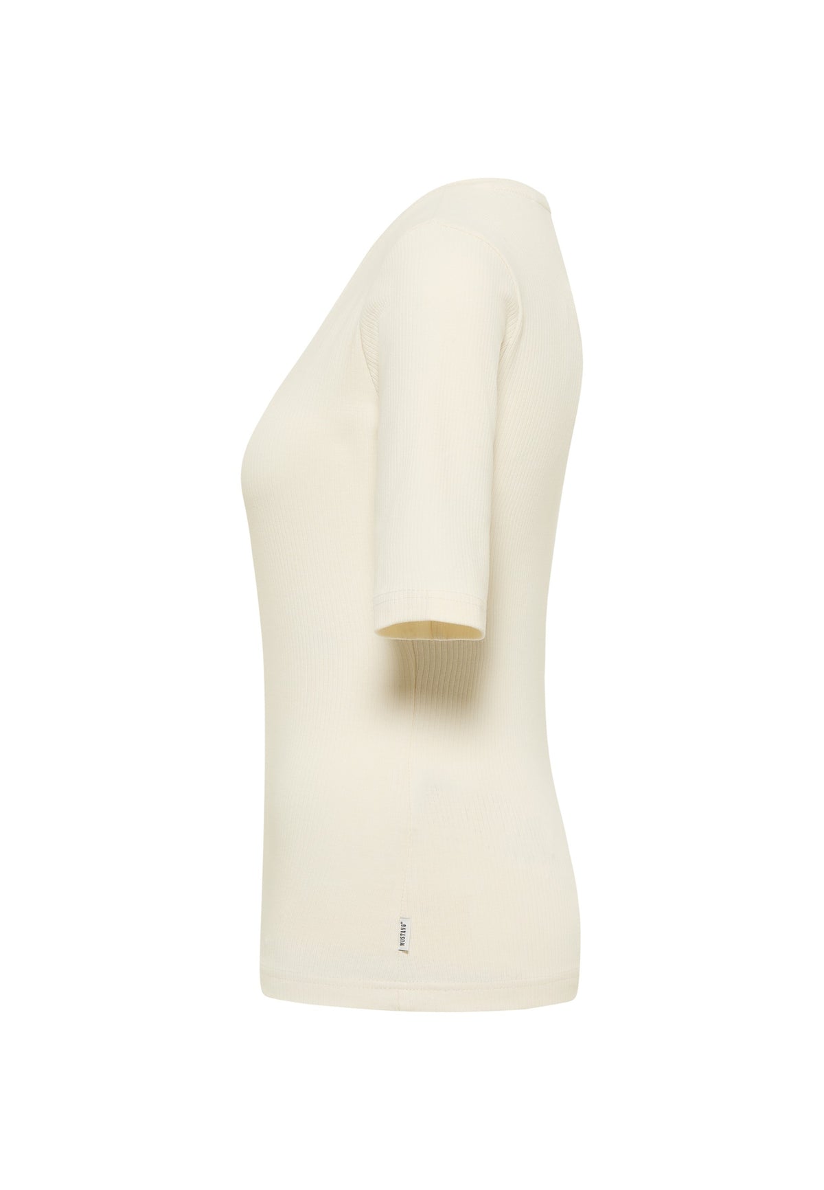 Tricou Avery alb crem, lateral, mânecă până la cot