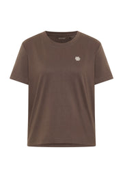 Tricou Floris maro, față, logo brodat mic în formă de floare pe piept