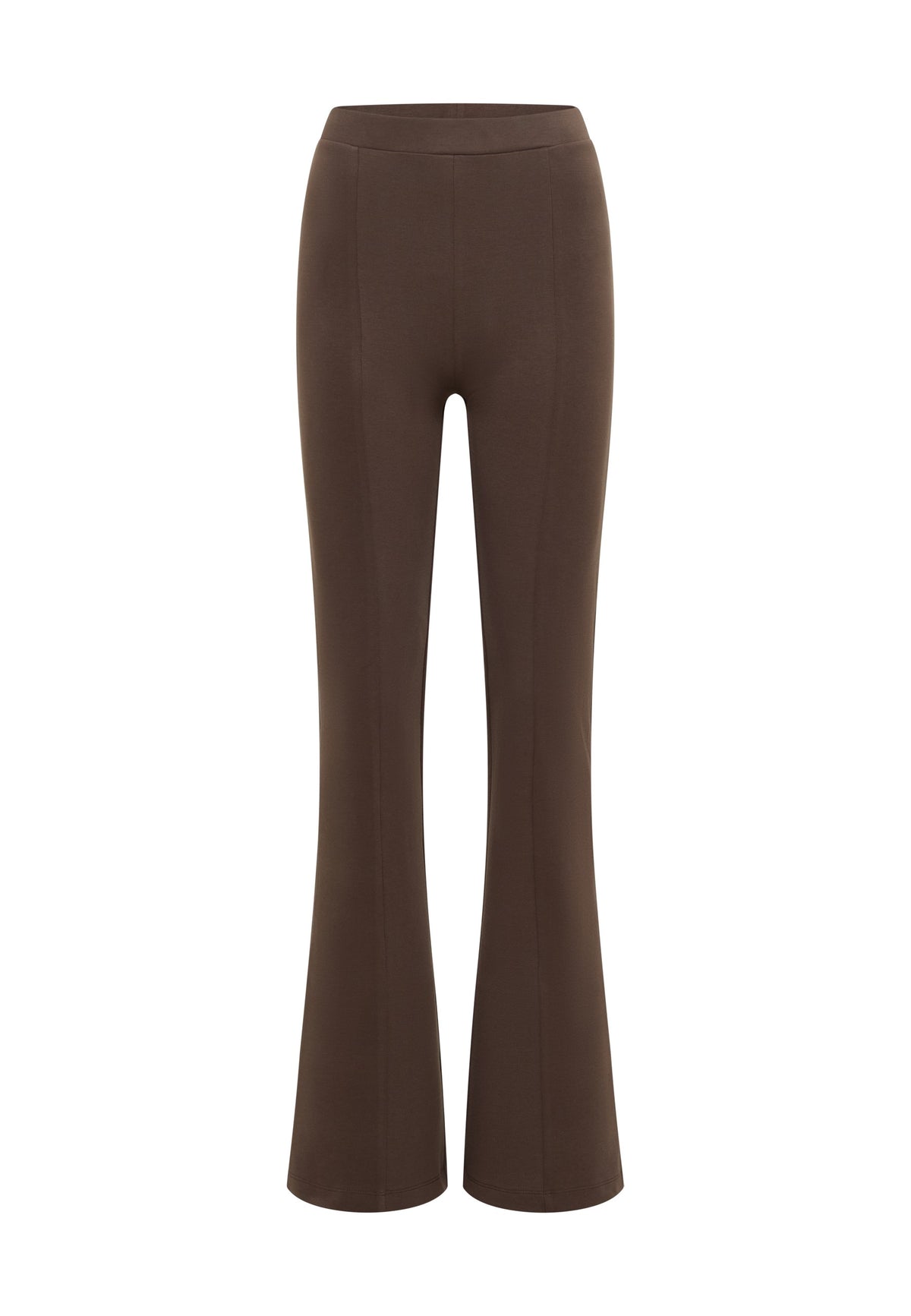 Pantaloni Healy maro, față, croială evazată, cusătură verticală centrală