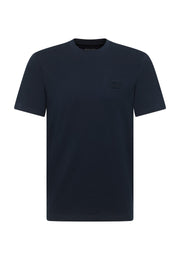 Tricou Austin albastru închis, față, prezentare pe fundal alb cu petic brodat pe piept