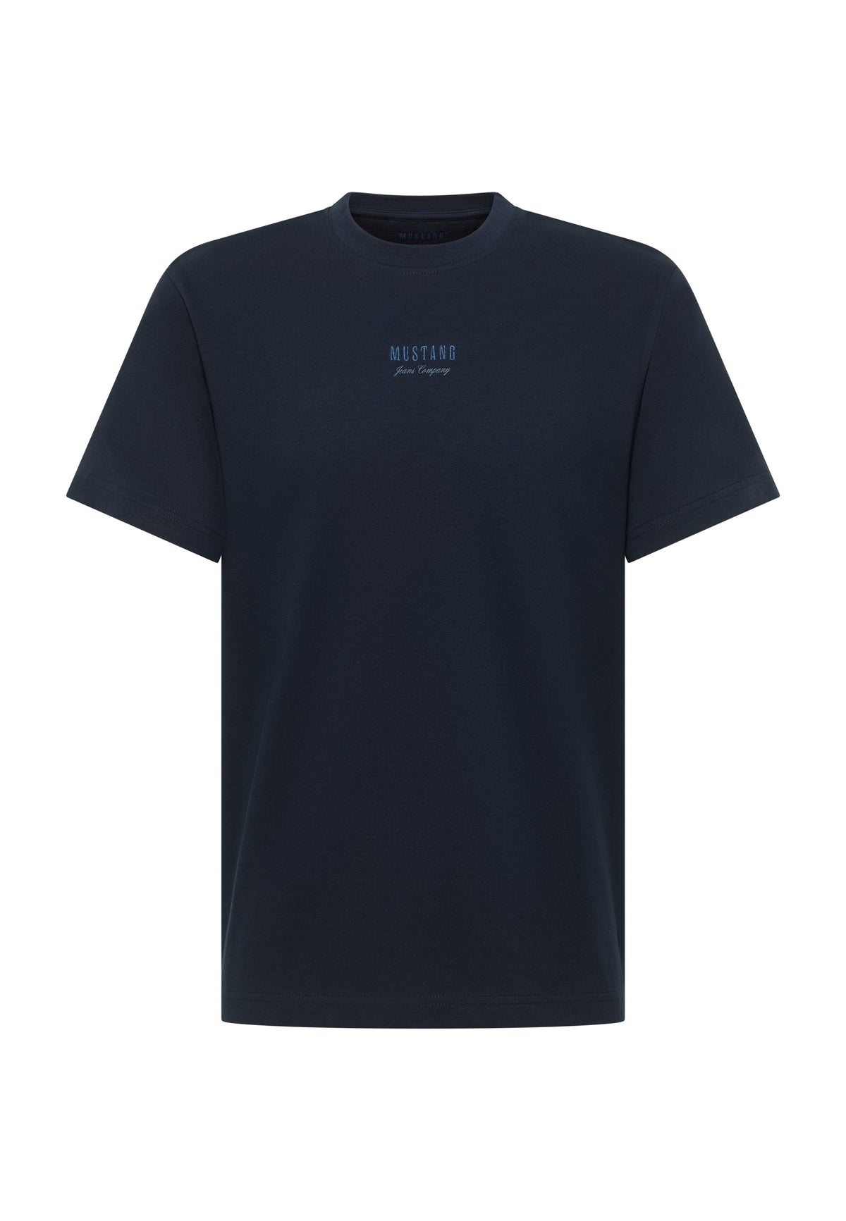 Tricou Akron albastru închis, față, logo brodat pe piept