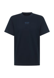 Tricou Akron albastru închis, față, logo brodat pe piept