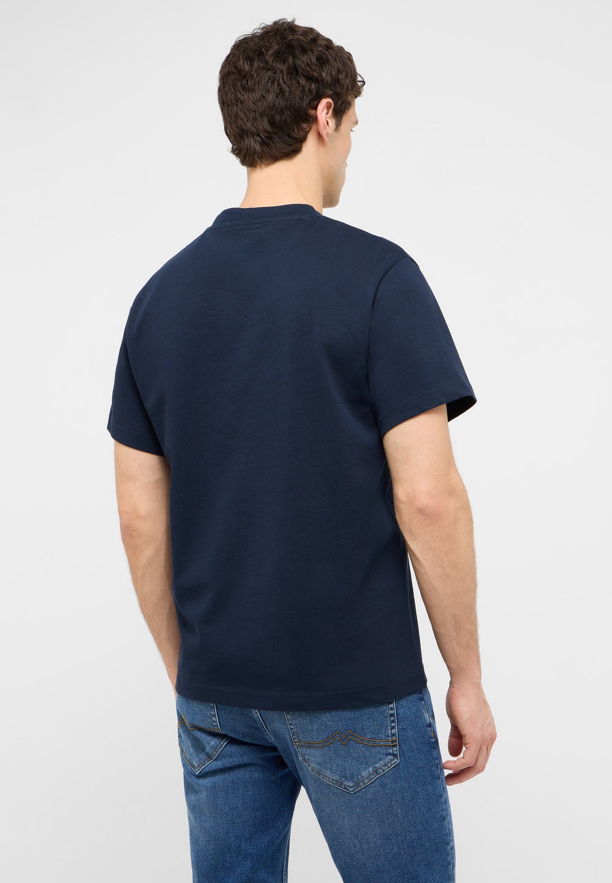 Tricou Akron albastru închis, spate, fără imprimeu