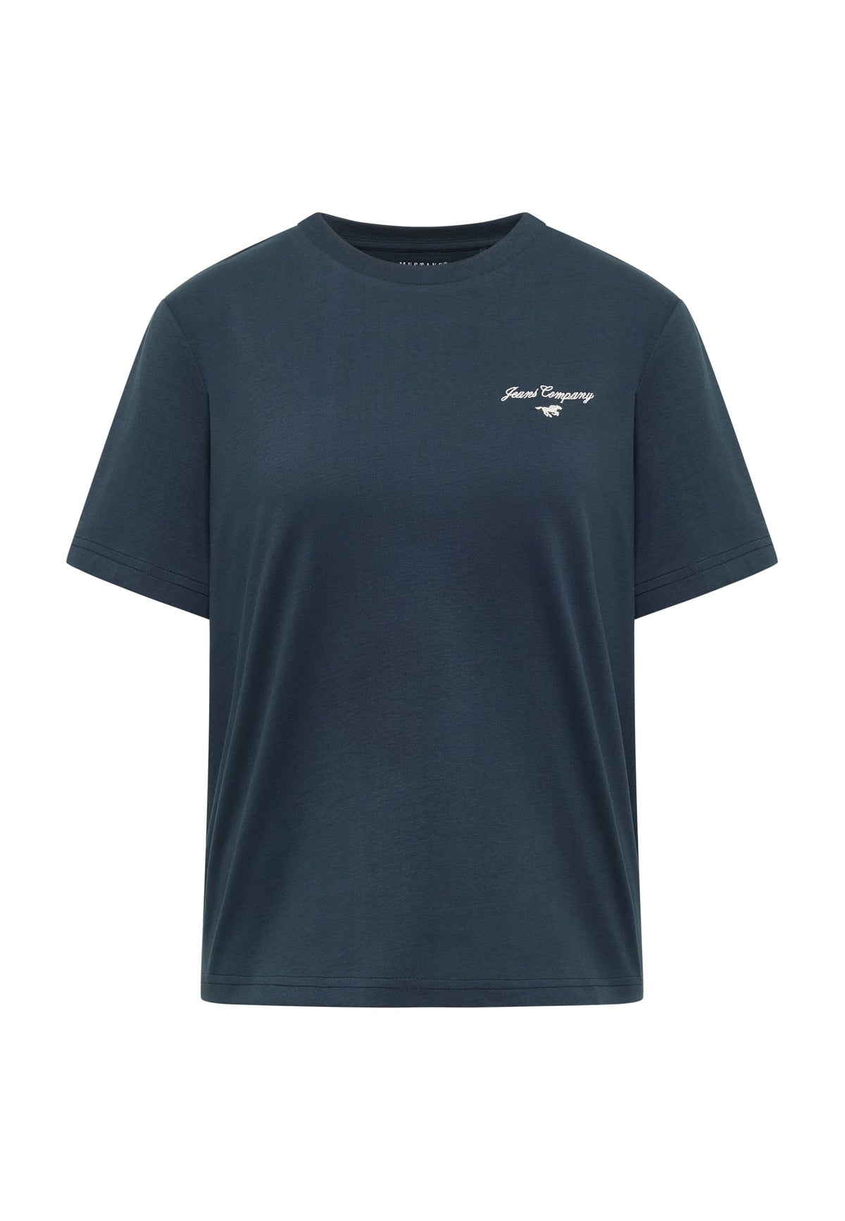 Tricou Monroe albastru închis, față, logo brodat alb Jeans Company pe piept