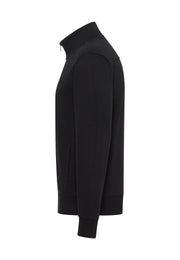 Cardigan Dillon negru, lateral, buzunar oblic și manșetă elastică
