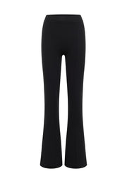 Pantaloni Healy negru, față, croială evazată, cusătură verticală centrală
