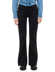 Pantaloni Healy negru, față, croială evazată, cusătură verticală centrală