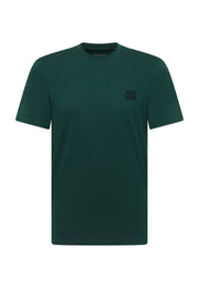 Tricou Austin verde, față, prezentare pe fundal alb cu petic brodat pe piept
